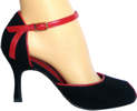 Neo Tango - Black Suede  with Red Trim