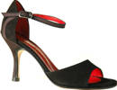 Neo Tango - Black Suede  with Black Satin Trim