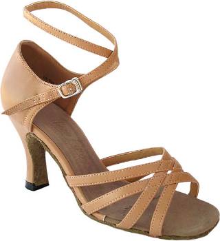 argentine tango shoe-VF 1606 - Ladies Open Toe-Beige Brown Leather