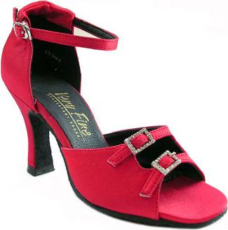 argentine tango shoe-VF 1620 (adjustable) - Ladies Open Toe-Red Satin