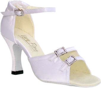 argentine tango shoe-VF 1620 (adjustable) - Ladies Open Toe-White Satin