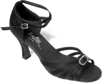 argentine tango shoes-Model VF 6005-Black Satin & Stone