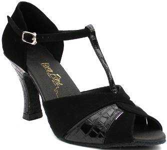 argentine tango shoe-Model VF 6006-Black Suede (Nubuck) & Black Design