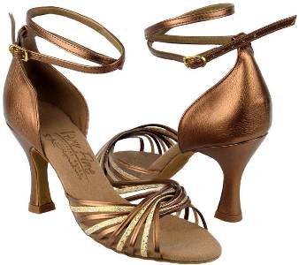 argentine tango shoes-VF S1001-Gold Scale & Dark Tan Gold