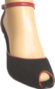 argentine tango shoes-Neo Tango - Black Suede  with Red Trim-image 2