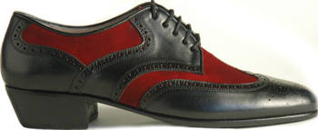 argentine tango shoe-Neo Tango - Black Leather  and Burgundy Suede